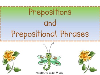 Preview of {Common Core} Prepositions/Prep Phrases, Task Cards, Poem, Assessment, Lessons