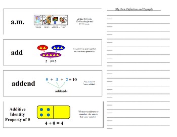 Preview of Common Core:  Preview Math Word Wall Journal