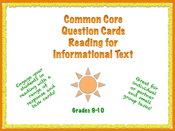 Preview of Common Core Question Cards Reading Standards for Informational Text Grades 9-10