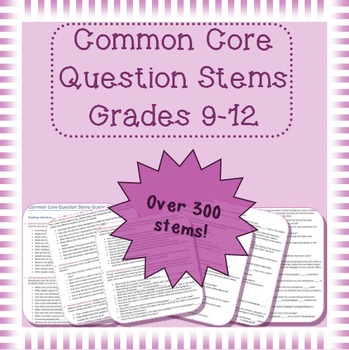 Preview of Common Core Question Stems bundle grades 9 - 12