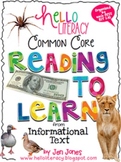 Common Core RIT: Comprehension Strategy Sheets for K-2 Inf
