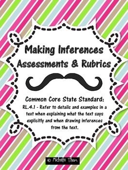 Preview of Common Core RL.4.1 {Inference Assessments & Rubrics}