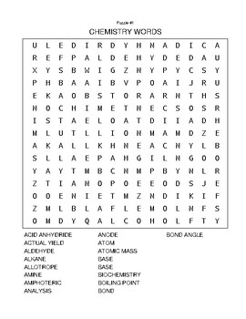 Common Core RST.9-10.1Chemistry Word Search and Cryptograms Puzzles