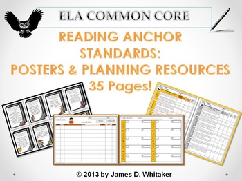 Preview of Common Core Reading Anchor Standards Posters & Planning Pages