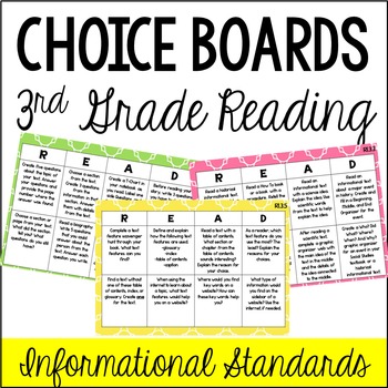 Preview of Common Core Reading Choice Boards {Informational: 3rd Grade}