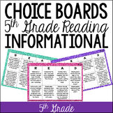 5th Grade Reading Choice Boards - Informational Standards