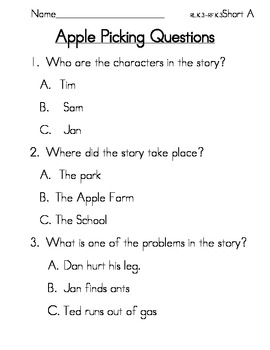 Common Core Reading Comprehension Reading Passage and ...