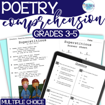 Preview of Poetry Comprehension Tests for grades 3, 4, and 5