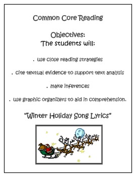 Preview of Common Core Reading HIGH INTEREST CHRISTMAS SONG LYRICS - All Inclusive Unit