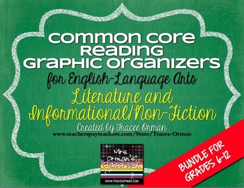 Preview of English Reading Lit & NonFiction Graphic Organizers Bundle {Grades 6-12}