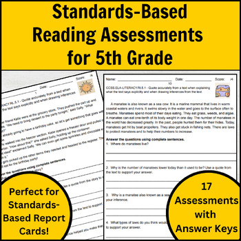 Preview of Common Core Reading Literature Standard Assessments for 5th Grade