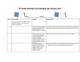 Common Core Reading Log-8th Grade