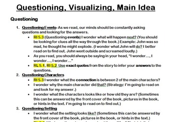 Preview of Common Core Reading Questioning and Visualizing Unit