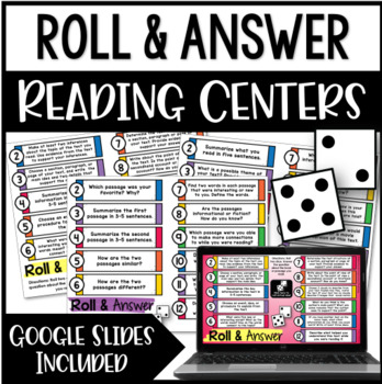Preview of FREE Roll and Answer Reading Centers for 4th and 5th Grade (Use with ANY Text)