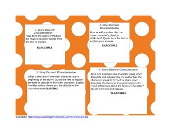 Preview of Common Core Reading Response Task Cards
