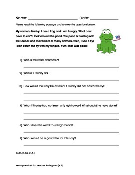 common core kindergarten reading worksheets