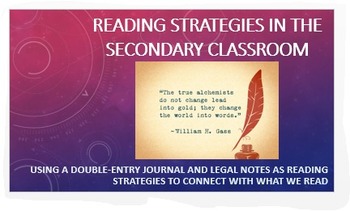 Preview of Common Core Reading Strategies: The Double-Entry Journal + Notes