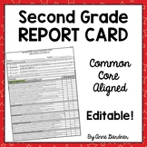 Editable Second Grade Report Card Template: Common Core St
