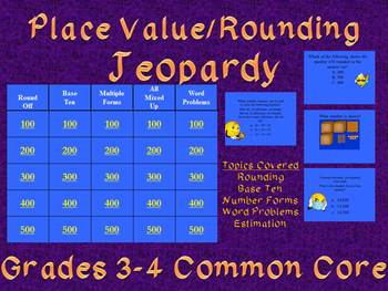 Preview of Common Core Rounding and Place Value TV Trivia Grades 3-4 Fun!!