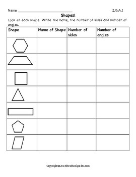 Common Core Second Grade Shapes and Attributes 2.G.A.1 by The School Guides