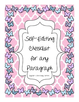 Preview of Common Core Self-Editing Checklist for any Paragraph