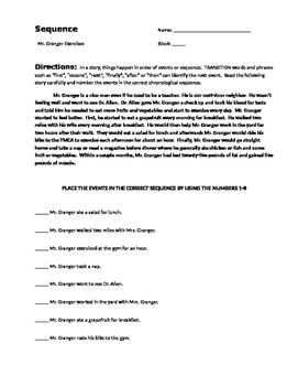 Preview of Common Core - Sequence Text Structure Worksheets