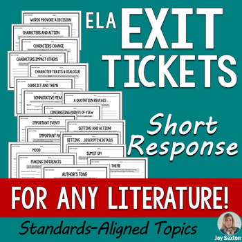 Preview of ELA Exit Tickets - Short Response Slips for ANY Literature (Standards-Aligned)