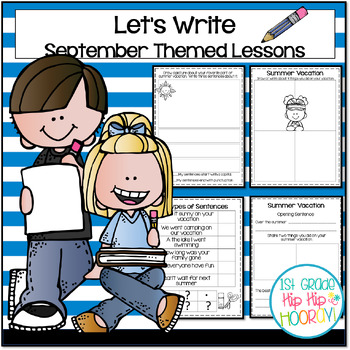 Preview of Writing Lessons with a September Theme Focused on Punctuation and Adjectives