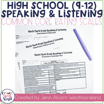 Preview of Common Core Speaking & Listening Rating Scales {9-12}