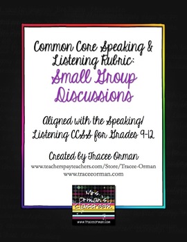 Preview of Common Core Speaking & Listening Rubric: Group Discussions