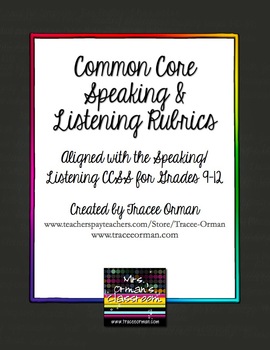 Preview of Common Core Speaking & Listening Rubrics Bundle Grades 9-12