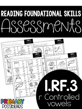 Preview of Common Core Standard Language Arts Assessment 1.RF.3 (R Controlled Vowels)
