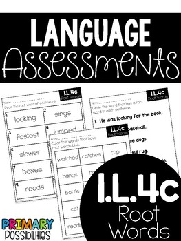 Preview of Common Core Standard Language Arts Assessment 1.L.4 (1.L.4c) Root Words