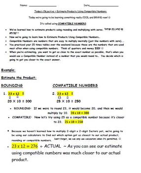 Preview of Common Core Standard Math Compatible Numbers Made Easy - Envision Go Math