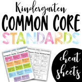 Kindergarten Common Core Standards Cheat Sheets