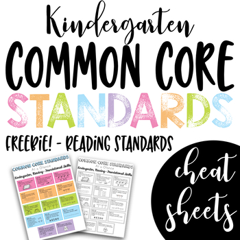 Preview of Common Core Standards Cheat Sheets - Kindergarten Reading