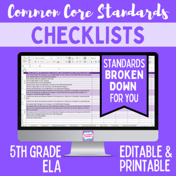 Preview of Common Core Standards Checklist - Fifth Grade ELA