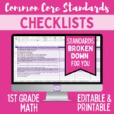 Common Core Standards Checklist - First Grade Math