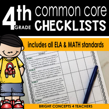 Preview of Common Core Standards Checklist-Fourth Grade