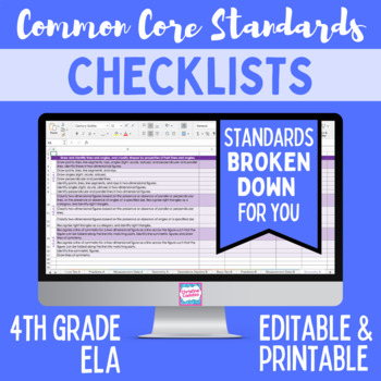 Preview of Common Core Standards Checklist - Fourth Grade ELA
