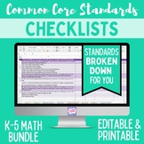 Common Core Standards Checklist: K-5 MATH Bundle