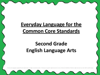 Preview of Common Core Standards Checklist Posters Easy to Understand Language Second Grade