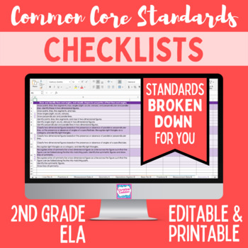 Preview of Common Core Standards Checklist - Second Grade ELA