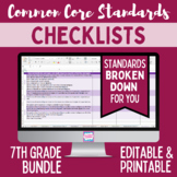 Common Core Standards Checklist - Seventh Grade Bundle