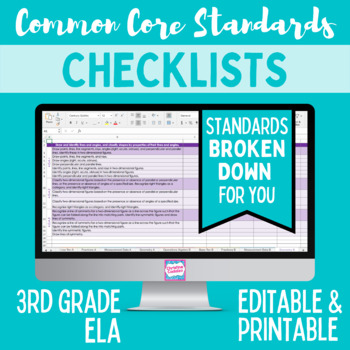 Preview of Common Core Standards Checklist - Third Grade ELA