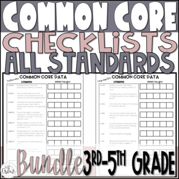 Preview of Common Core Standards Checklists 3rd 4th 5th Grades