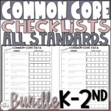 Common Core Standards Checklists Kindergarten 1st 2nd Grades