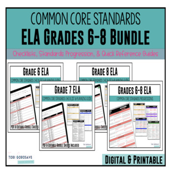 Preview of Grades 6, 7, 8 ELA Common Core Documentation Bundle