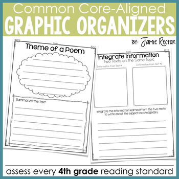 Preview of Common Core Standards Graphic Organizers for Reading 4th Grade