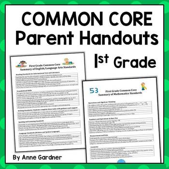 Preview of Parent Friendly Common Core Standards: First Grade  {Parent Teacher Conferences}